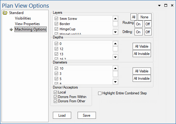 View Machining Options